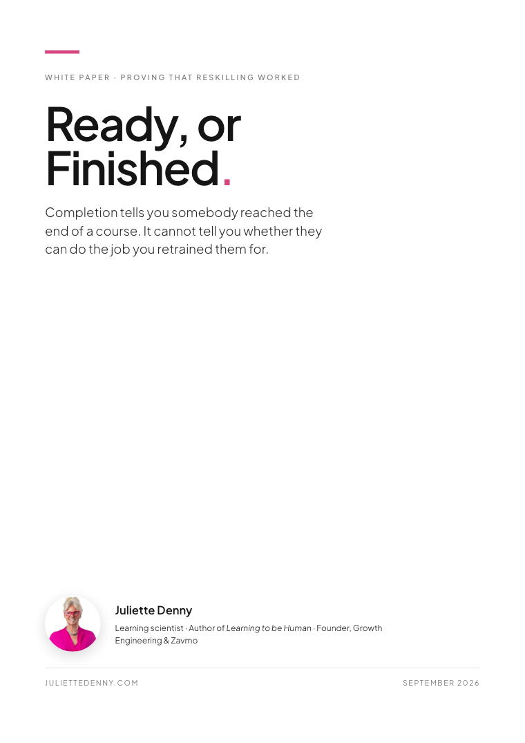 Ready, or Finished, white paper cover